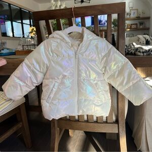 Iridescent unicorn coat, white